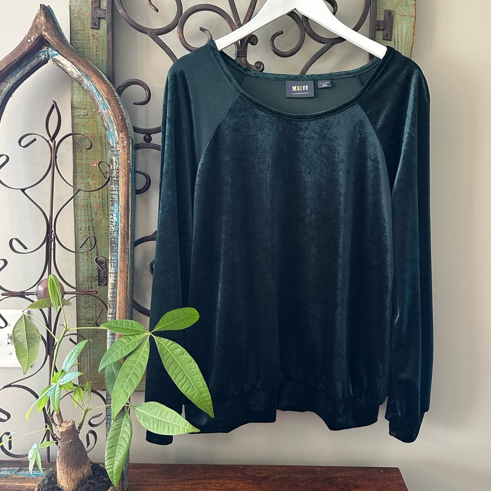 ☀️ MAUVE by Anthropologie Velvet Sweatshirt Top
